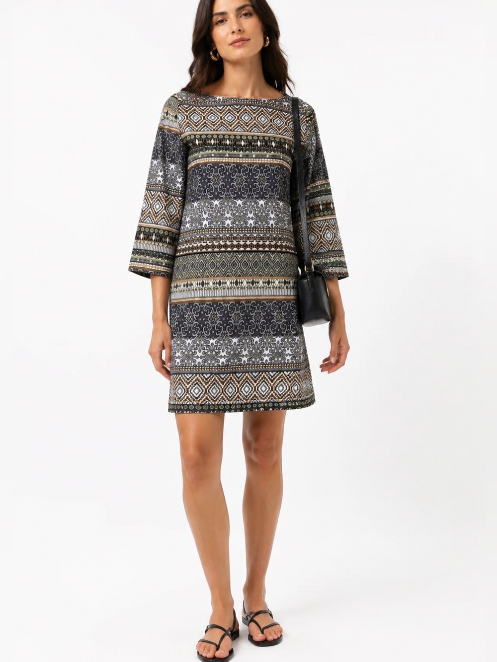 Jean-Pierre Klifa Geometric Long Sleeve Shift Dress Size Large
